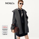 MO&Co.毛呢外套2025冬新品含羊駝毛連帽翻領(lǐng)浴袍式大衣附腰帶MBE4OVC018 深花灰色 S /160