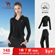 駱駝（CAMEL）翻領(lǐng)小V女士休閑兩件套裝健身運動(dòng)服 Y24CA4L0615 幻影黑 S