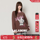 LALABOBO【商場(chǎng)同款】衛衣25年秋冬新原創(chuàng  )女裝套頭巨好看印花高街外套上衣 咖色 S