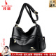 袋鼠卡拉大牌中年媽媽婆婆包女士軟皮斜挎包包2026新款百搭包大容量單肩包 黑色（關(guān)注店鋪：贈手包+卡包） 中包長(cháng)28-厚12-高22厘米