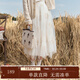 紫涵（ZIHAN）紫涵褶皺拼接網(wǎng)紗仙女裙女秋季甜美高腰中長(cháng)款a字半身裙 米底繡花 XL