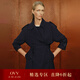 OVV秋冬熱賣(mài)女裝經(jīng)典翻領(lǐng)雙排牛角扣短款羊毛風(fēng)衣 藏青 M