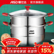 愛(ài)仕達蒸鍋 304不銹鋼鍋家用雙層加高大容量蒸饅頭鍋玻璃蓋復底電磁通用 雙層蒸鍋（1蒸籠+1蒸篦） 30cm