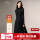 晚白【新品】亮閃閃毛呢背心裙冬款優(yōu)雅知性風(fēng)修身顯瘦垂墜無(wú)袖連衣裙 黑色 L