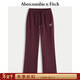 Abercrombie & Fitch百搭LOGO顯瘦微喇保暖抓絨運動(dòng)衛褲長(cháng)褲25秋冬女裝147-5116 酒紅色 XS (160/66A) 偏大偏長(cháng)，建議小一碼