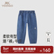 英氏（YEEHOO）【商場(chǎng)同款】?jì)和澴铀募灸型蓍e牛仔褲純棉中大童男寶長(cháng)褲 牛仔藍 130 cm