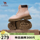 駱駝（CAMEL）【遠行】女鞋工裝靴英倫短靴大黃靴馬丁靴女 L23W076044 粉色 39