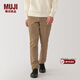 MUJI男式 起毛 絲光斜紋修身褲男士長(cháng)褲子冬季款休閑褲 AE0XZA4A 深米色 79cm 175/78A