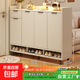 實(shí)木芯鞋柜家用門(mén)口玄關(guān)柜2025新款進(jìn)門(mén)簡(jiǎn)易落地式收納儲物柜鞋架 【加高金屬柜腿底部帶格】四門(mén)一抽可可白120*32*100cm 組裝