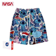 INSNASAOVERIZENASA聯(lián)名派大星海綿寶寶冰絲短褲男女夏季薄款寬松睡褲速干沙灘褲 藍色史迪仔【升級款】冰絲面料 XL 120斤-140斤
