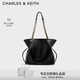CHARLES&KEITH25秋季新品大容量柔軟抽繩鏈條包生日禮物CK2-20782654