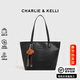 CHARLIE&KELLI CK輕奢品牌包包女款2026年單肩包女大容量托特包菱格斜挎女包 黑色【情人節禮物送女友老婆實(shí)用】