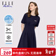 ELLE ACTIVE運動(dòng)連衣裙收腰顯瘦裙子夏裝休閑舒適氣質(zhì)百褶通勤A(yíng)字裙女裝 收腰顯瘦-藏青色 XL