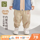 拉比兒童束口長(cháng)褲不倒絨彈力加厚加絨保暖2025秋冬新款男女童褲子 卡其 90 cm
