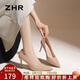 ZHR高跟鞋女優(yōu)雅氣質(zhì)單鞋子女通勤不累腳女鞋純欲高跟鞋BQ117裸粉38