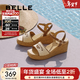 百麗（Belle）編織度假風(fēng)休閑涼鞋女商場(chǎng)同款厚底坡跟涼鞋D6J1DBL5 杏色 36 (230mm)