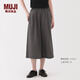 MUJI女式 易干彈力泡泡紗輕便七分褲 褲子女款25年夏季女裝BE1VSA5S 深灰色 S （155/62A）