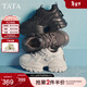 他她（TATA）加絨女鞋2026春季新款增高休閑鞋百搭運動(dòng)老爹鞋子CY213AM6 灰色（單里）-閃鉆款 37