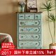 廣卓（GOZEAL）美式實(shí)木斗柜臥室彩繪復古五斗柜客廳收納柜小戶(hù)型靠墻儲物柜子 五斗柜（800*360*1210mm）
