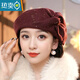 夏典素訂女王（SE.PSTP）2026新款富婆帽子多巴胺百搭文藝復古英倫款秋冬款帽子貝雷帽女士 蝴蝶結貝雷帽-紅色