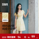 森馬（Semir）連衣裙女荷葉邊V領(lǐng)溫柔少女感2025夏季新款肌理碎花裙小清新 黃色調00333 S