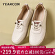 意爾康皮鞋英倫風(fēng)系帶深口休閑鞋媽媽軟面單鞋女 26800W 米白 39