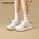 意爾康女鞋春秋運動(dòng)休閑鞋厚底小白鞋顯高軟底單鞋 11751W米/杏37