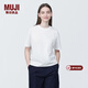 MUJI女式 天竺編織圓領(lǐng)短袖T恤上衣打底衫女款內搭多巴胺女裝 白色BB2P6C4S S (155/80A)