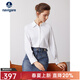 Navigare意大利小帆船長(cháng)袖襯衫女春秋季純色通勤襯衣方領(lǐng)顯瘦百搭休閑寸衫 科技白 S