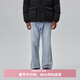 PSO Brand水洗牛仔褲男10.2盎司面料刺繡可愛(ài)小狗淺色寬松直筒長(cháng)褲 水洗藍 Blue S