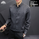 頂峰保羅（Dingfengbaoluo）條紋襯衫男長(cháng)袖春季高級英倫風(fēng)商務(wù)休閑痞帥襯衣DCS163黑灰色XL