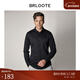 巴魯特（Brloote）長(cháng)袖襯衫男撞色繡花雙面針織厚襯衣秋冬輕正裝 黑色 175/96A
