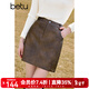 百圖betu女裝冬季新款半身裙氣質(zhì)高腰顯瘦百搭皮裙裙子女2411D03 咖啡色 M