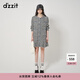DZZIT地素粗花呢連衣裙春秋小香甜酷風(fēng)黑白格紋女 黑色 S