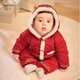 戴維貝拉新生兒拜年服國風(fēng)保暖冬裝紅色男寶寶嬰兒衣服新年連體衣