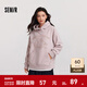 森馬（Semir）史努比系列衛衣女中長(cháng)款假兩件圖案冬oversize搖粒絨連帽衣服 橡皮粉61214（特寬松款介意可拍小一碼） S