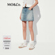 MO&Co.牛仔裙褲夏中低腰洗舊磨白棉質(zhì)牛仔短褲M(mǎn)BE2SOTT07 牛仔藍色 S /S