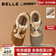 百麗（Belle）章若楠同款喵喵吐司毛毛勃肯鞋女冬季新款加絨棉鞋雪地靴B2829DM5 棕色 37 (235mm)