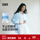 森馬（Semir）長(cháng)袖襯衫女中長(cháng)款彈力寬松2025夏新款開(kāi)叉肌理涼感防曬衣溫柔 冰藍80932 S