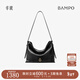 半坡飾族（bampo）中號綿綿包hobo托特包頭層牛皮大容量單肩斜挎包軟包520禮物 墨碳黑（中號升級拉鏈款）