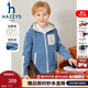 哈吉斯（HAZZYS）品牌童裝男女童外套秋新品防靜電舒適柔軟搖粒絨針織外套 港灣藍 165