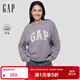 GAP女裝2025秋季新款印花logo寬松蝙蝠袖抓絨圓領(lǐng)衛衣上衣 淡紫色 M (165/88A)亞洲尺碼