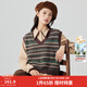 茵曼（INMAN）保暖撞色條紋毛衣馬甲女2026春季復古V領(lǐng)疊穿針織 咖啡綠-F18448032H1 XL