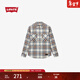 Levi's李維斯秋冬男士英倫校園風(fēng)vintage高街翻領(lǐng)格紋襯衫外套 藍棕色格紋 S