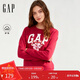 蓋璞Gap男女裝2025冬季新款紅色新年抓絨衛衣美版800444