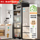 帥仕（shuaishi）廚房用具置物架落地餐邊櫥柜冰箱夾縫收納碗柜微波爐烤箱儲物柜子 灰【整柜加高】6層40長(cháng)42深-加深款