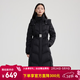 艾萊依（ERAL）中長(cháng)款羽絨服女士氣質(zhì)收腰長(cháng)款羽絨服極簡(jiǎn)系帶加厚連帽鴨新年衣服 炭黑-升級款 S 155【建議80-110斤】