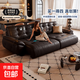 意式極簡(jiǎn)太空云朵真皮電動(dòng)沙發(fā)黑色復古風(fēng)客廳書(shū)房功能伸縮沙發(fā)床 接觸面【豪華版|V級中厚荔枝紋頭層牛皮】 【太空云沙發(fā)】2.1米雙電動(dòng) 210cm