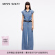 MISS SIXTY2025春季新款牛仔連體褲女復古工裝一體式連衣褲 中藍 XS