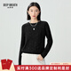 深呼吸DEEP BREATH女裝亞麻棉珠片長(cháng)袖針織衫女A301616 黑 L (4)